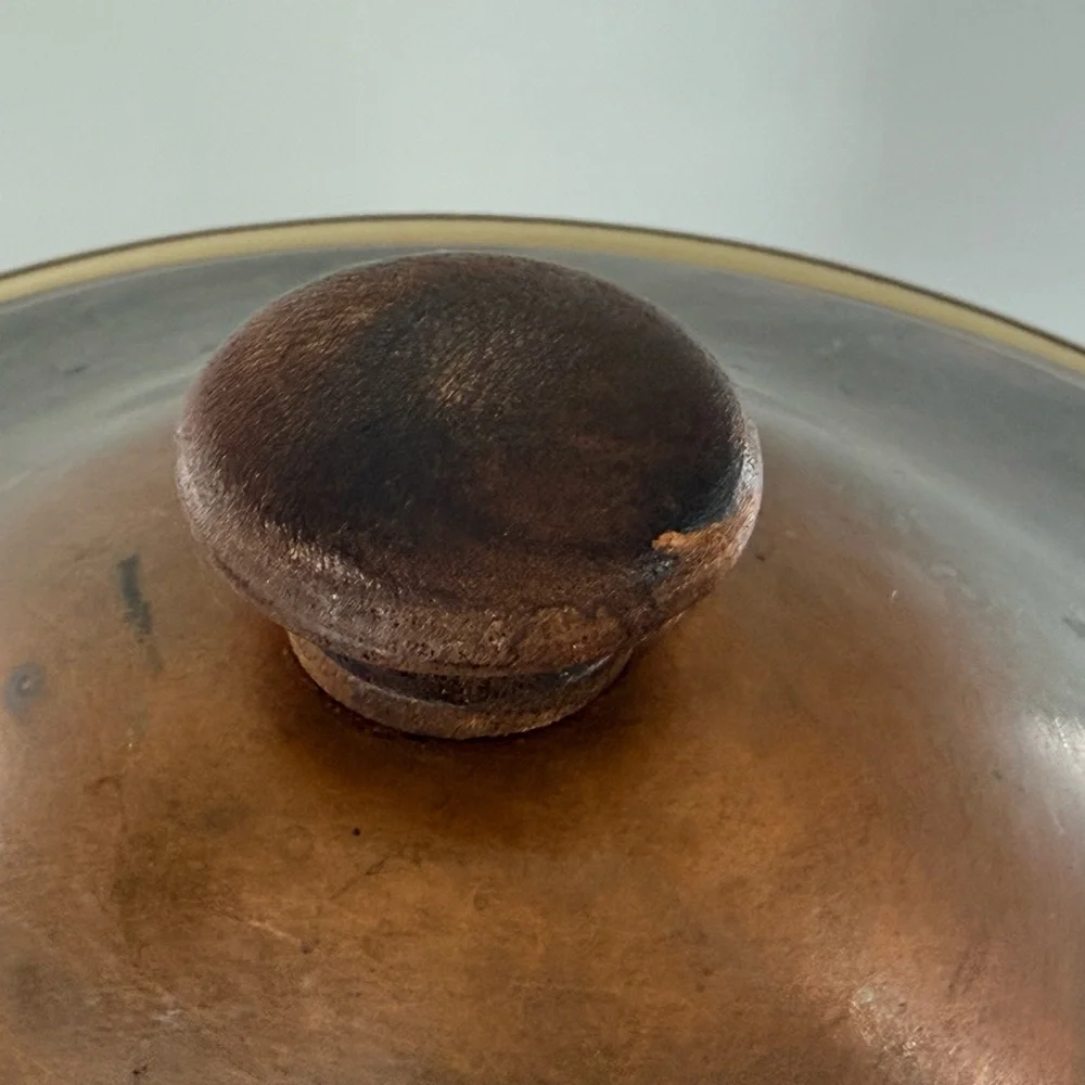 1960’s Pfaltzgraff Copper and Cream Covered baking Dish candle warmer heat - Picture 9 of 10